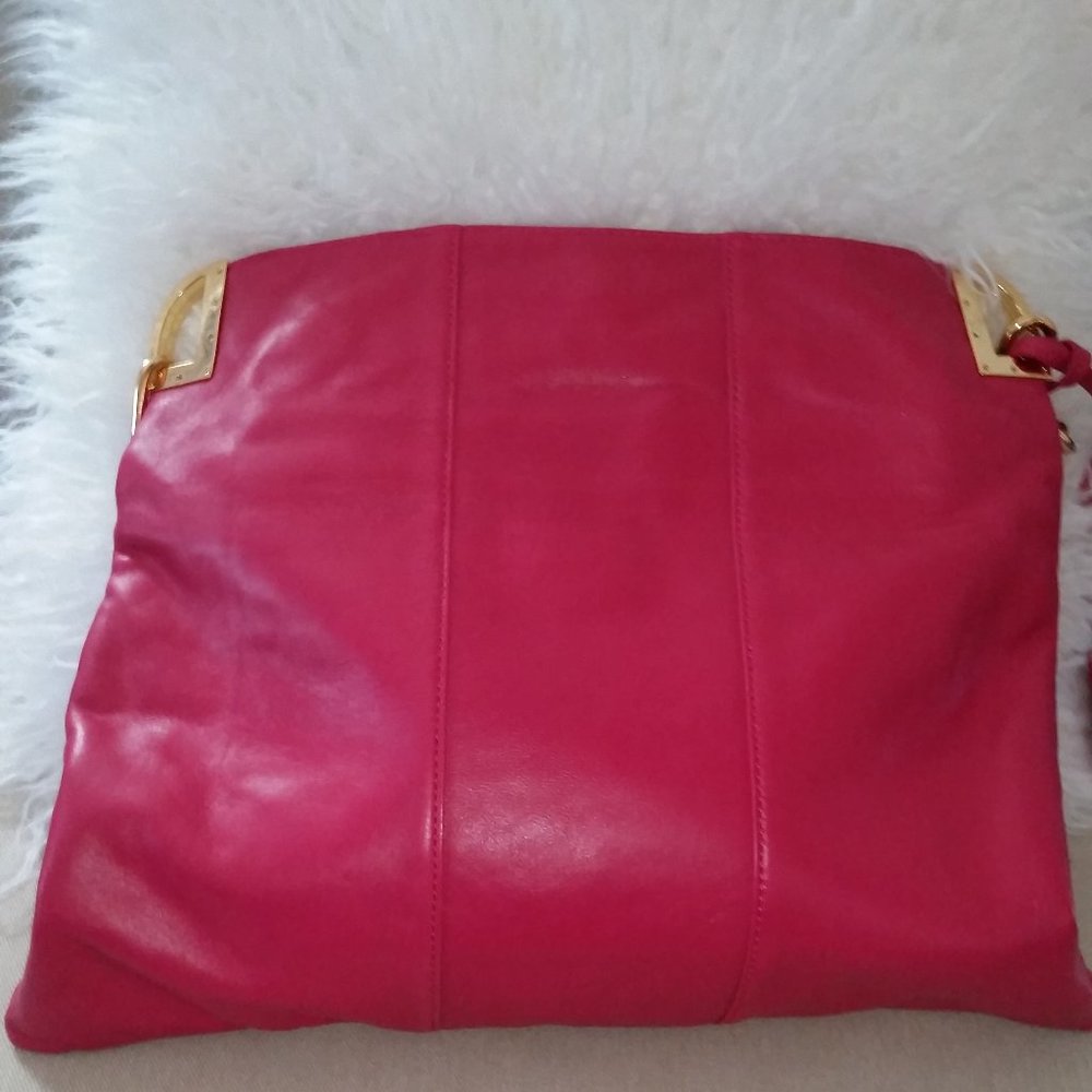 Badgley Mischka soft leather pink gold studded tote NWOT - Picture 5 of 7